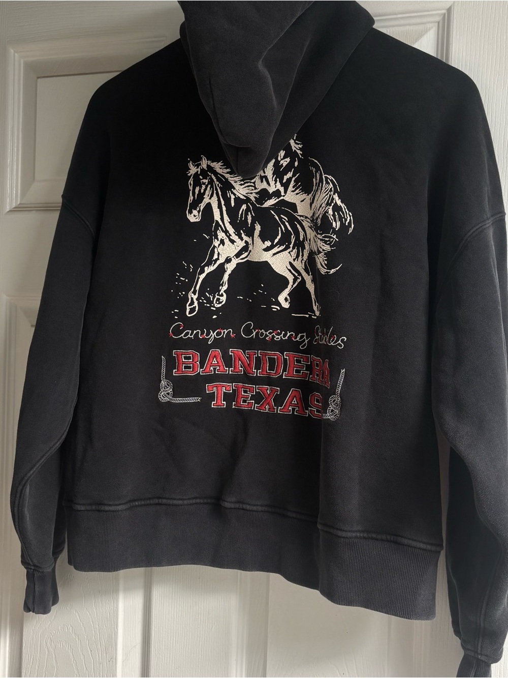 Abercrombie & Fitch Western Full Zip Hoodie Cropped Bandera Texas XS